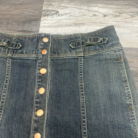 Vintage Y2K 2000s Gap Dark Wash‎ Blue Womens 6 Button A Line Denim Mini Skirt - Picture 3 of 8